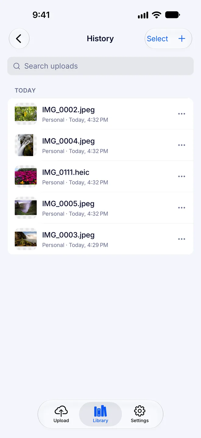 Aktar iPhone geçmiş ekranı